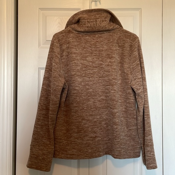 Women’s Calvin Klein Performance fleece Brown heather Quick dry full zip pockets - Picture 7 of 9
